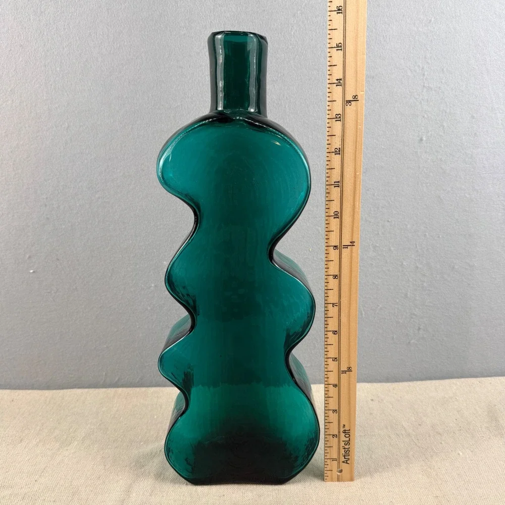 Blenko 8904 Teal Green Puzzle Vase Hank Adams 1989 MCM